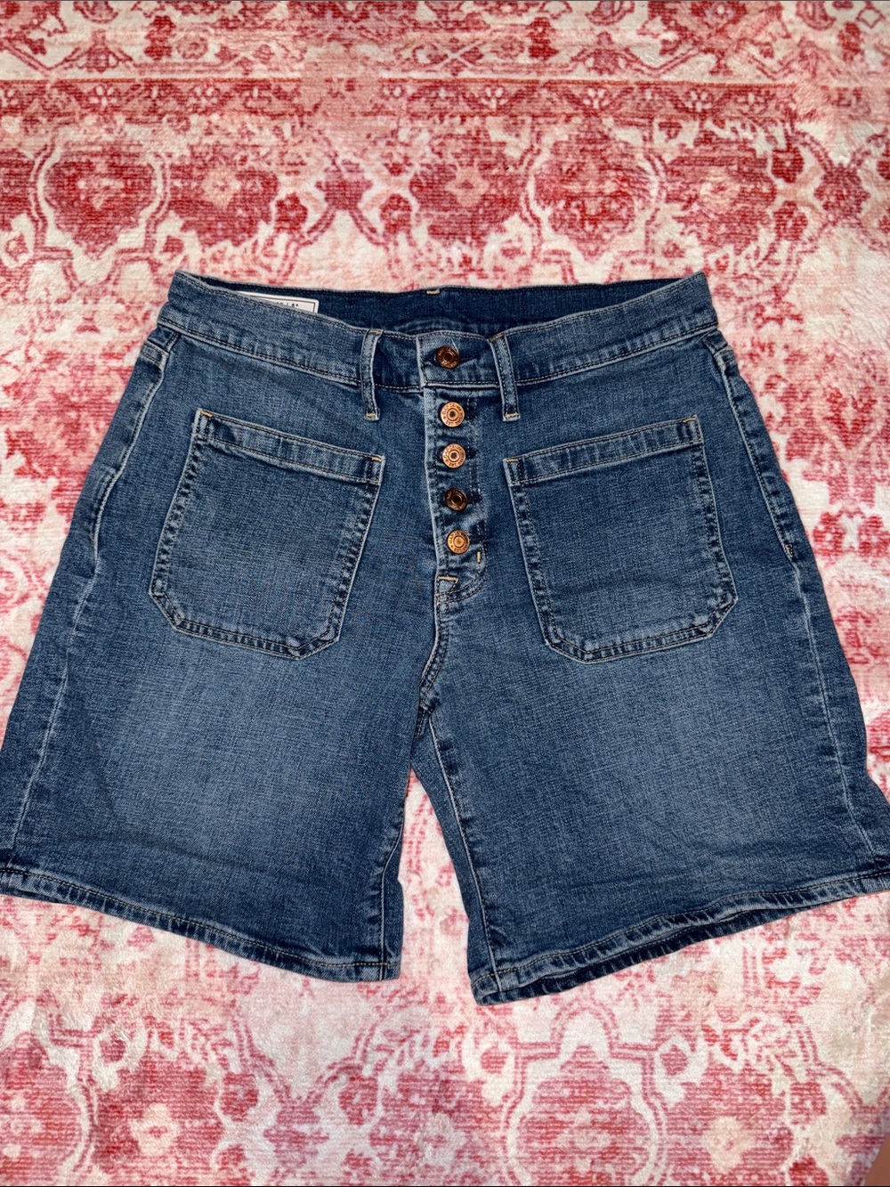 GAP Mid-Rise Button-Fly Dark Blue Denim Shorts